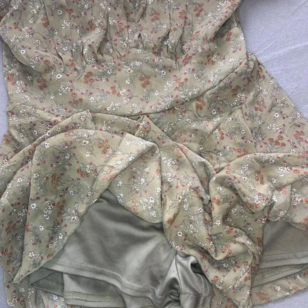 Small Green floral mini romper